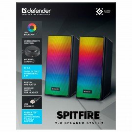 Колонки компьютерные DEFENDER Spitfire, 2.0, 6 Вт, bluetooth, питание от USB, 65047