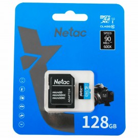 Карта памяти microSDXC 128 ГБ NETAC P500 Standard, UHS-I U3,128 Мб/с, (class 10), NT0, NT02P500PRO-128