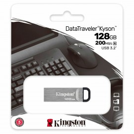 Флеш-диск 128GB KINGSTON DataTraveler Kyson, разъем USB 3.2, серебряный, DTKN/128GB