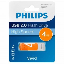 Флеш-диск 4GB PHILIPS VIVID, разъем USB 2.0,фиолетовый, FM04FD05B/97