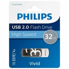 Флеш-диск 32GB PHILIPS VIVID, разъем USB 2.0, черный, FM32FD05B/97