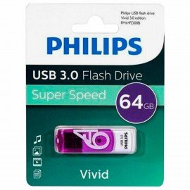 Флеш-диск 64GB PHILIPS VIVID, разъем USB 3.0, фиолетовый, FM64FD00B/97