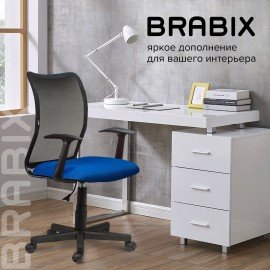 Кресло BRABIX "Spring MG-307", с подлокотниками, комбинированное синее/черное TW, 531404