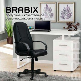 Кресло офисное BRABIX "City EX-512", кожзаменитель черный, ткань черная, TW, 531407