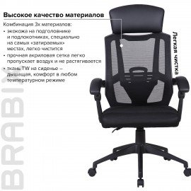 Кресло офисное BRABIX "Nexus ER-401", с подголовником, черное, 531835