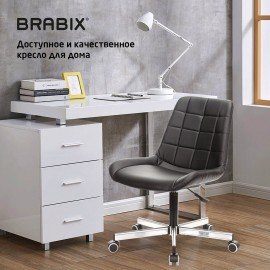 Кресло BRABIX "Deco MG-316", без подлокотников, пятилучие серебристое, экокожа, черное, 532080.