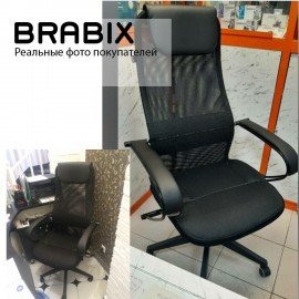 Кресло офисное BRABIX PREMIUM "Stalker EX-608 PL", ткань-сетка/кожзам, черное, 532090