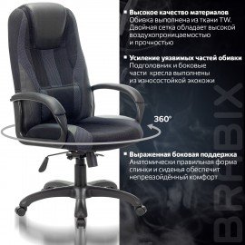 Кресло компьютерное BRABIX PREMIUM "Rapid GM-102", экокожа/ткань, черное/серое, 532105