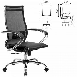 Кресло офисное МЕТТА "К-9" хром, прочная сетка, сиденье и спинка регулируемые, черное