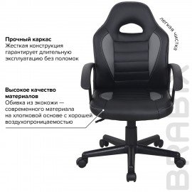 Кресло компьютерное BRABIX "Spark GM-201", экокожа, черное/серое, 532504