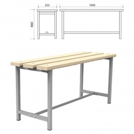 Скамья деревянная на металлокаркасе "СТ 1", 1000х350х460 мм, каркас металлический серый, сиденье дерево