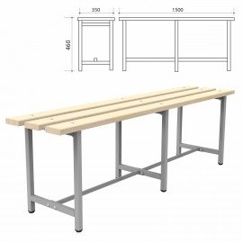 Скамья деревянная на металлокаркасе "СТ 3", 1500х350х460 мм, каркас металлический серый, сиденье дерево