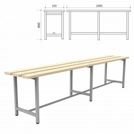 Скамья деревянная на металлокаркасе "СТ 4", 2000х350х460 мм, каркас металлический серый, сиденье дерево