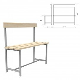 Скамья со спинкой деревянная на металлокаркасе "СТ 2", 1000х350х860 мм