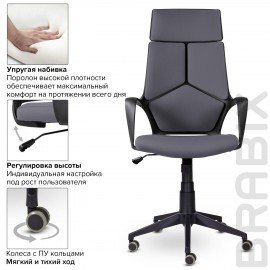 Кресло офисное BRABIX PREMIUM "Prime EX-515", ткань, серое, 532548