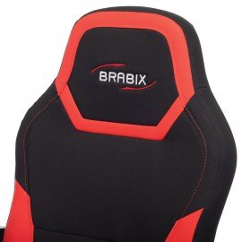 Кресло компьютерное BRABIX "Alpha GM-018", ткань/экокожа, черное/красное, 532637, GM-018_532637