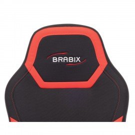 Кресло компьютерное BRABIX "Alpha GM-018", ткань/экокожа, черное/красное, 532637, GM-018_532637