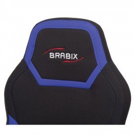 Кресло компьютерное BRABIX "Alpha GM-018", ткань/экокожа, черное/синее, 532638, GM-018_532638