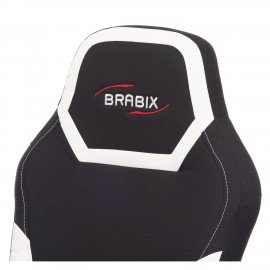 Кресло компьютерное BRABIX "Alpha GM-018", ткань/экокожа, черное/белое, 532640, GM-018_532640