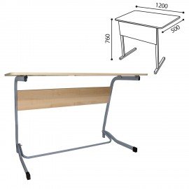Стол-парта 2-местный нерегулируемый "Олимп", 1200х500х760 мм, рост 6, серый каркас, ЛДСП клён