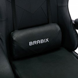 Кресло компьютерное BRABIX "Dexter GM-135", подножка, две подушки, экокожа, черное, 532800