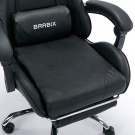 Кресло компьютерное BRABIX "Dexter GM-135", подножка, две подушки, экокожа, черное, 532800