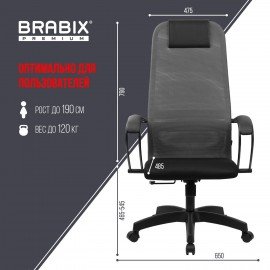 Кресло BRABIX PREMIUM "Ultimate EX-800" пластик, плотная двойная сетка Х2, черное/серое, 532915