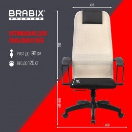 Кресло BRABIX PREMIUM "Ultimate EX-800" пластик, плотная двойная сетка Х2, черное/бежевое, 532916