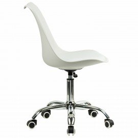 Кресло стул BRABIX "Eames MG-310 CH", хром, пластик белый, экокожа белая, 532923