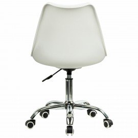 Кресло стул BRABIX "Eames MG-310 CH", хром, пластик белый, экокожа белая, 532923