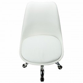 Кресло стул BRABIX "Eames MG-310 CH", хром, пластик белый, экокожа белая, 532923