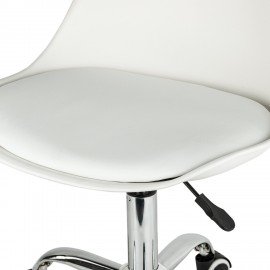 Кресло стул BRABIX "Eames MG-310 CH", хром, пластик белый, экокожа белая, 532923