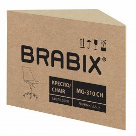 Кресло стул BRABIX "Eames MG-310 CH", хром, пластик черный, экокожа черная, 532925