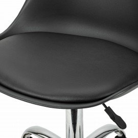 Кресло стул BRABIX "Eames MG-310 CH", хром, пластик черный, экокожа черная, 532925