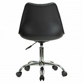 Кресло стул BRABIX "Eames MG-310 CH", хром, пластик черный, экокожа черная, 532925