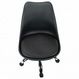 Кресло стул BRABIX "Eames MG-310 CH", хром, пластик черный, экокожа черная, 532925