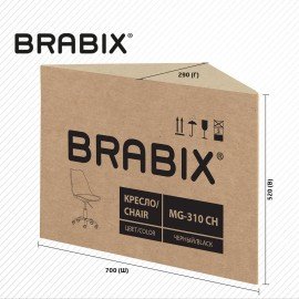 Кресло стул BRABIX "Eames MG-310 CH", хром, пластик черный, экокожа черная, 532925