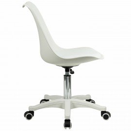 Кресло стул BRABIX "Eames MG-310 PL", пластик белый, экокожа белая, 532926