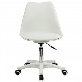 Кресло стул BRABIX "Eames MG-310 PL", пластик белый, экокожа белая, 532926