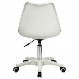 Кресло стул BRABIX "Eames MG-310 PL", пластик белый, экокожа белая, 532926