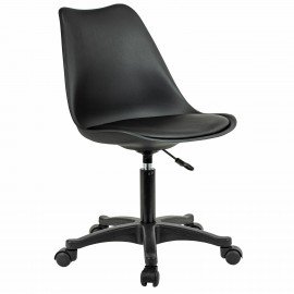 Кресло стул BRABIX "Eames MG-310 PL", пластик черный, экокожа черная, 532927