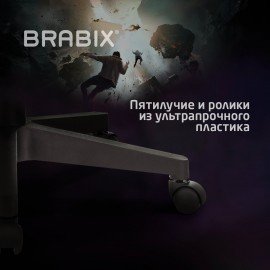 Кресло компьютерное BRABIX "Striker GM-121", синхромеханизм, 2 подушки, экокожа/велюр, черное/серое, 532961