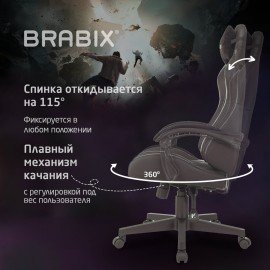 Кресло компьютерное BRABIX "Striker GM-121", синхромеханизм, 2 подушки, экокожа/велюр, черное, 532962