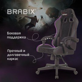 Кресло компьютерное BRABIX "Striker GM-121", синхромеханизм, 2 подушки, экокожа/велюр, черное, 532962