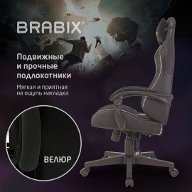 Кресло компьютерное BRABIX "Striker GM-121", синхромеханизм, 2 подушки, экокожа/велюр, черное, 532962