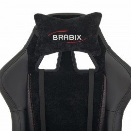 Кресло компьютерное BRABIX "Striker GM-121", синхромеханизм, 2 подушки, экокожа/велюр, черное, 532962