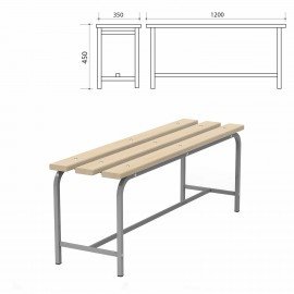 Скамья деревянная на металлокаркасе "СТ 1200", 1200х350х450 мм, каркас металлический серый, сиденье дерево
