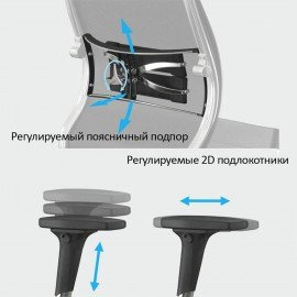 Кресло МЕТТА "ErgoLife" 10 B1-104D, хром, синхромеханизм, 2D подлокотники, прочная сетка, черное