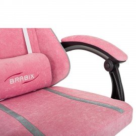 Кресло компьютерное BRABIX ''Shooter GM-123'', 2 подушки, ткань, розовое/серое, 533213