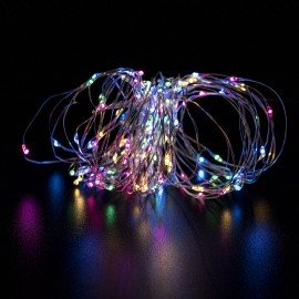 Электрогирлянда-нить уличная "Роса" 10 м, 100 LED, мультицветная, батарейки, контроллер, ЗОЛОТАЯ СКАЗКА, 591294